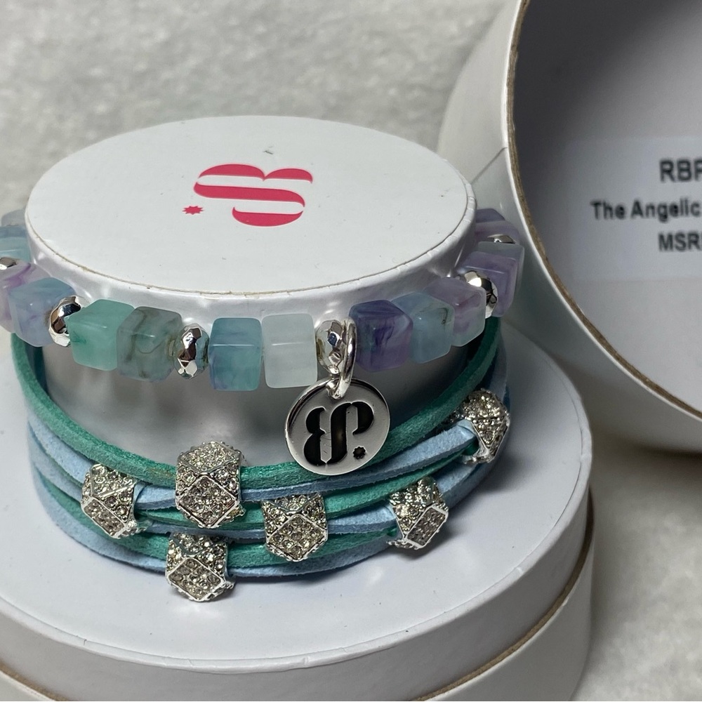 RBF Silver and Blue Bracelet Set